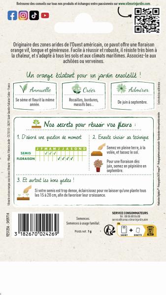 Fleurs - Pavot de Californie Orange King - MEDIA_PACKAGING_VERSO
